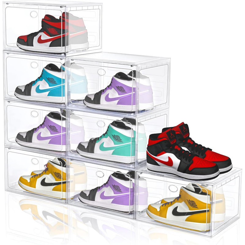 Paquet de 8 boîtes à chaussures empilables transparentes