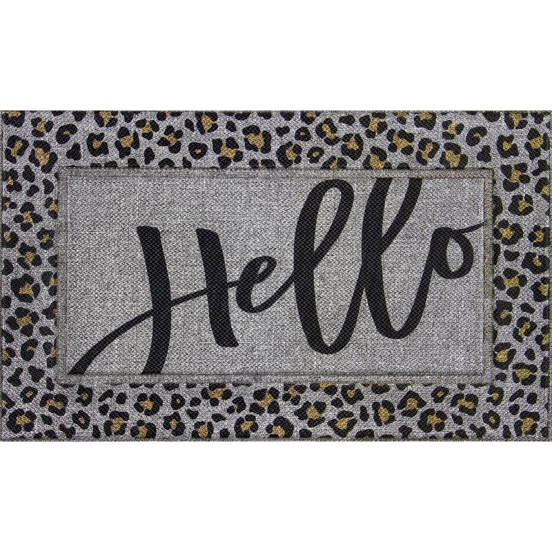 Paillasson Ottis Sisal Hello Leopard, Gris