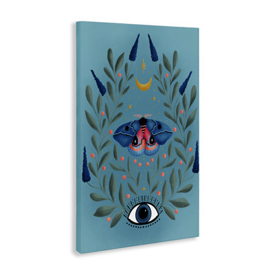 Art mural en toile Mindfulness Moth & Eye, design par Metka Hiti