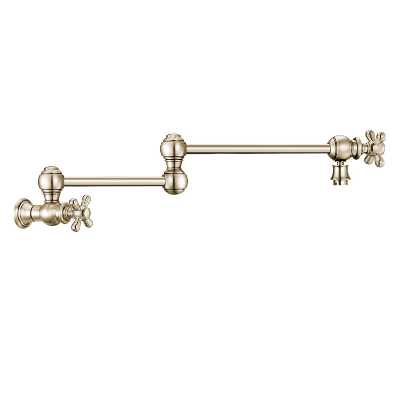 Whitehaus Collection Wall Mount Retractable Swing Spout Pot Filler, Polished Nickel, Lever