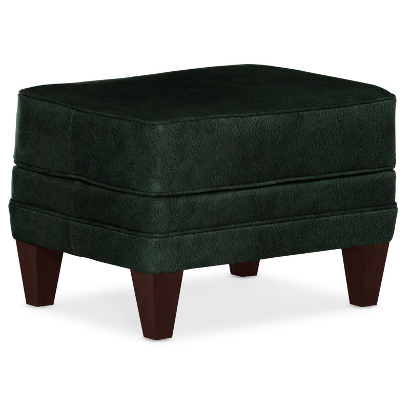 Willow Upholstered Ottoman, Mahogany, Anilina Hunter Genuine Leather