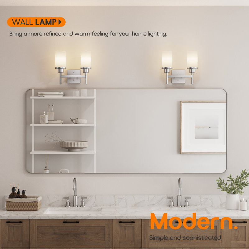 Torbett 2-light bathroom fixture, Nickel brossé