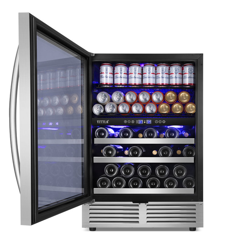 24" 27 Bottle and 94 Can Dual-Zone Reversible Door Hinge Wine & Beverage Refrigerator