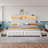  Upholstered Bed with Wood Frame, 4 Storage Drawers, Modern Bed Frame with Charging Station & LED Lights, Headboard Included,King/Beige-108946933-121934174