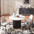 3-Pieces Pedestal Dining Set With Faux Marble Table Top