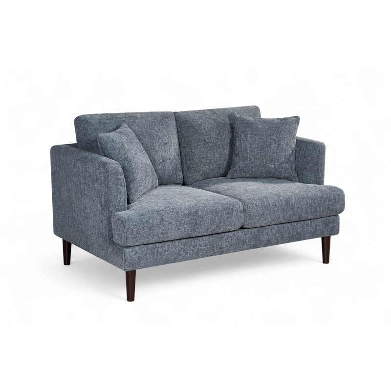 Trilby 140Cm Recessed Arm Sofa, Light Blue Chenille