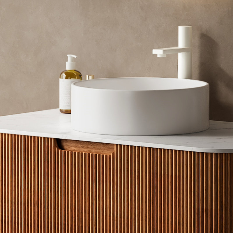 Modern 14'' Ceramic Bath Sink - White, & Fashionable 13.85'' Bathroom Cabinet Basin Functional Style