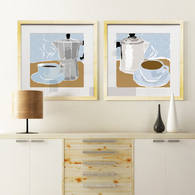 Fresh Coffee I - Matted and Framed Under Acrylic Glass, Set of 2, Large Living Room Wall Art