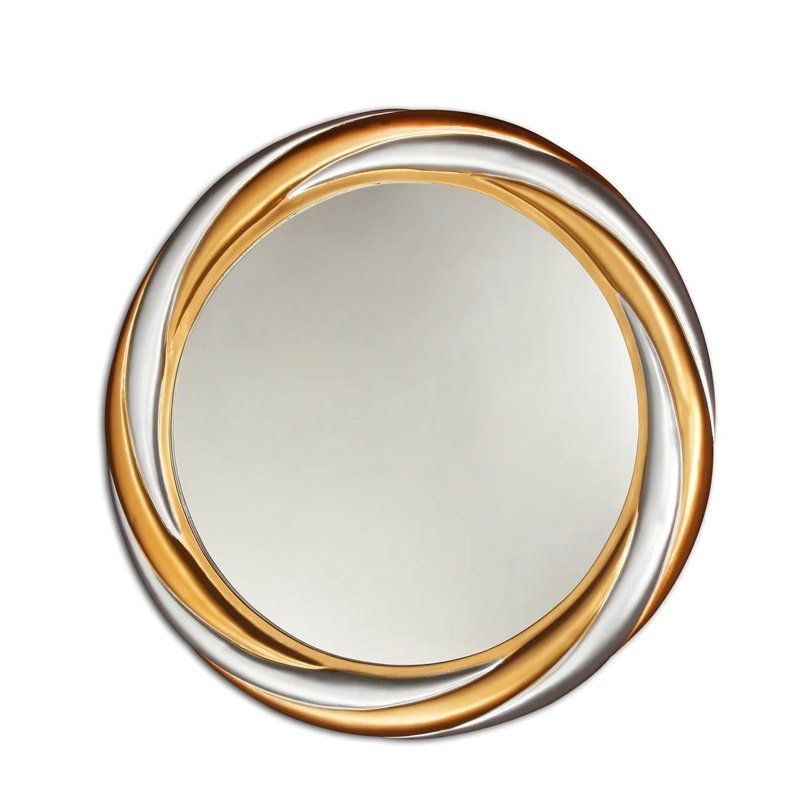 Terrill Round Framed Wall Mirror Gold and Silver 24.41"H