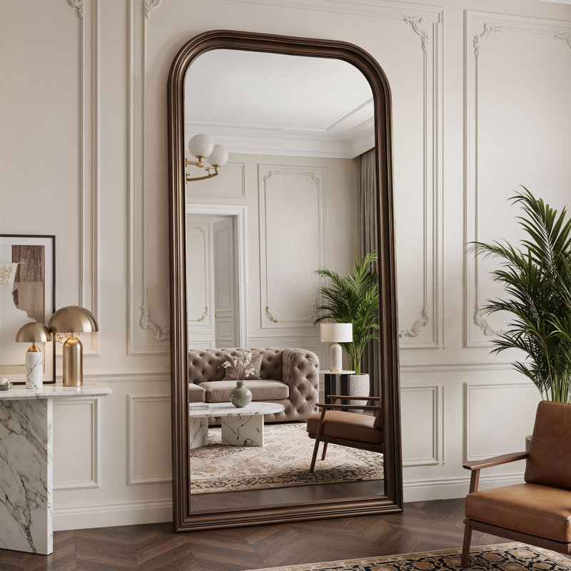 Miroir rétro sur toute la longueur, miroir de plancher surdimensionné, 81"×41", Bronze ancien