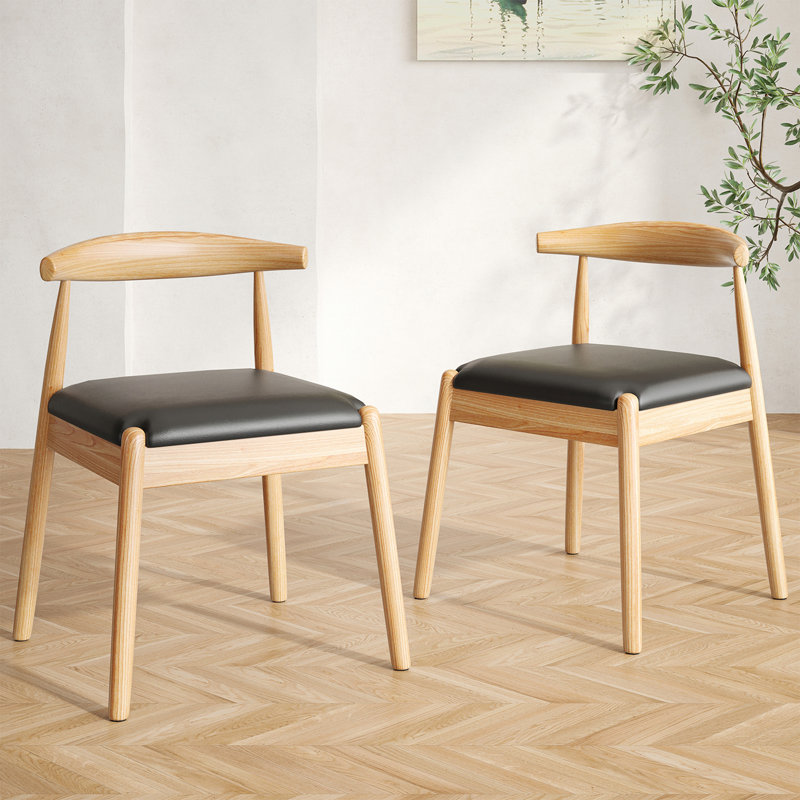 Chaises de salle à manger en tissage, Naturel, Noir