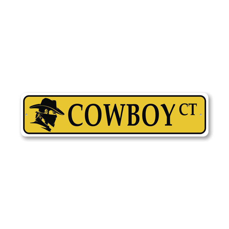 Plaque en aluminium Cowboy Street, H 6 po x l 24 po x P 0,06 po