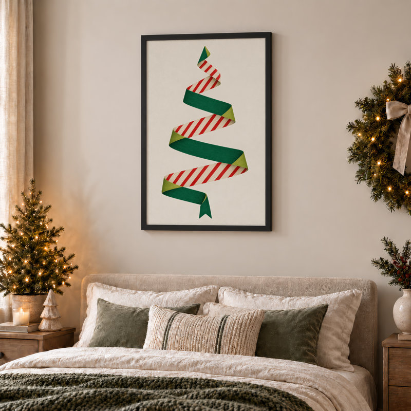 Art mural sur toile rouge et vert, 24"H x 16"W