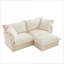 Petit canapé modulaire en L avec repose-pieds convertible 2 places pour salon | Chenille | Crème-1445924198-1445924207