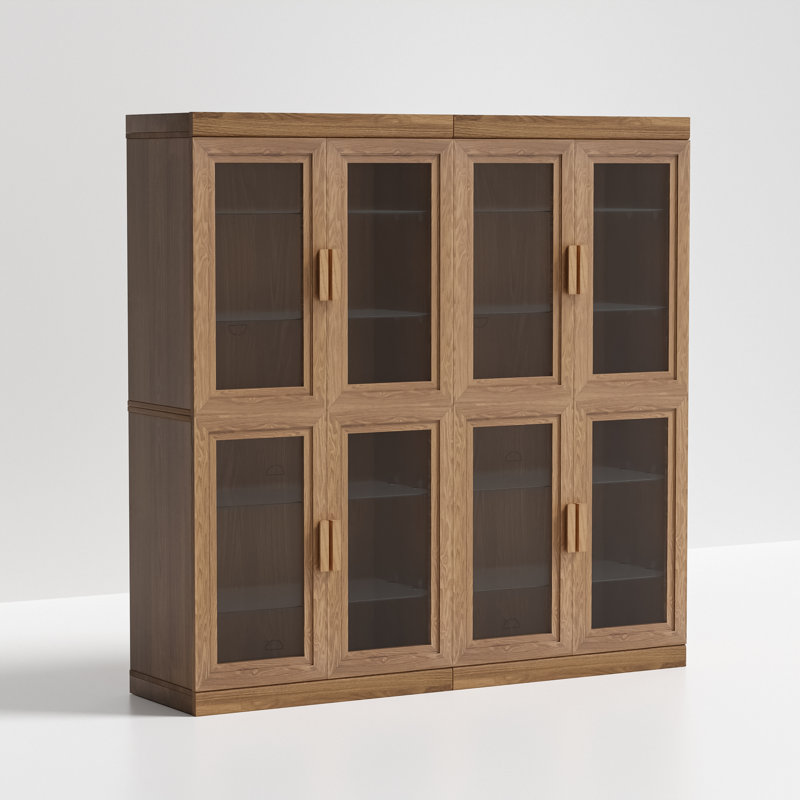 Ensemble de 4 armoires de rangement en bois avec porte vitrée et tablettes réglables pour le salon et la chambre à coucher