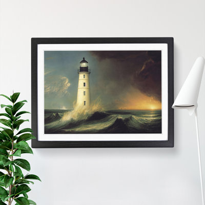 Dashing Lighthouse Seascape - Framed Print