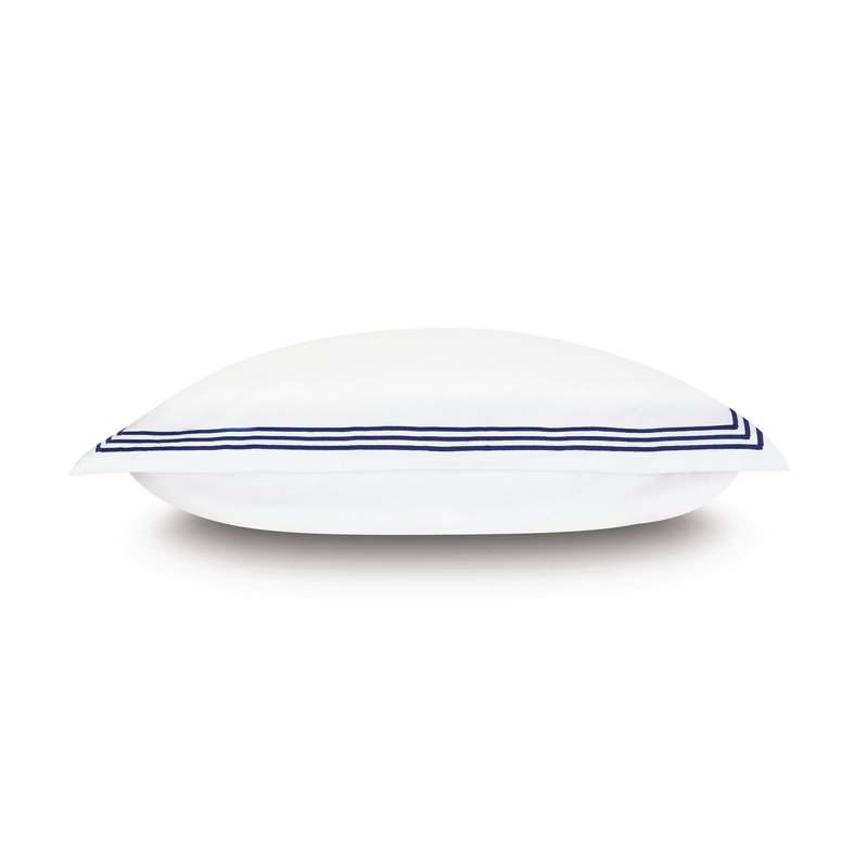 Tessa Cotton Sham Set, White/Navy, Queen, Multi-stripe