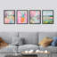 «Vibrant Landscape And Pineapple Colorful», impression sur papier encadrée de 4 pièces-97782387-97782390