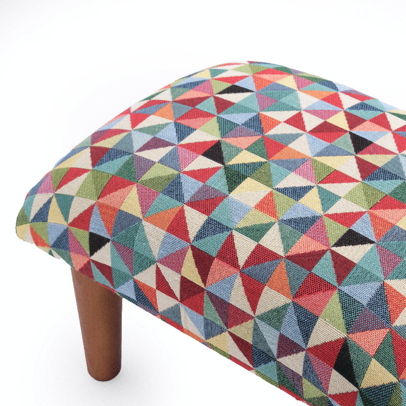 Dutil 38cm Wide Velvet Rectangle Geometric Footstool Ottoman