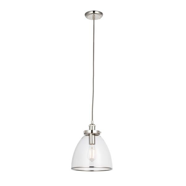 Bellview 1 - Light Dome Pendant, Polished Nickel