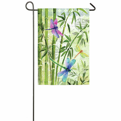 Drapeau de jardin en polyester en bambou libellules