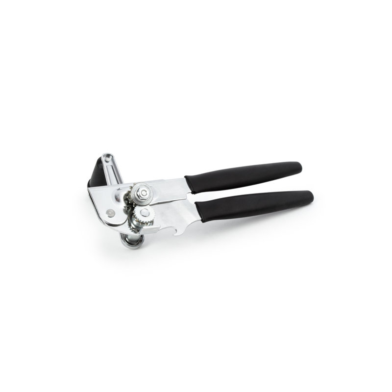 Ergonomic Stainless Steel Can Opener with Black Rubber Handles