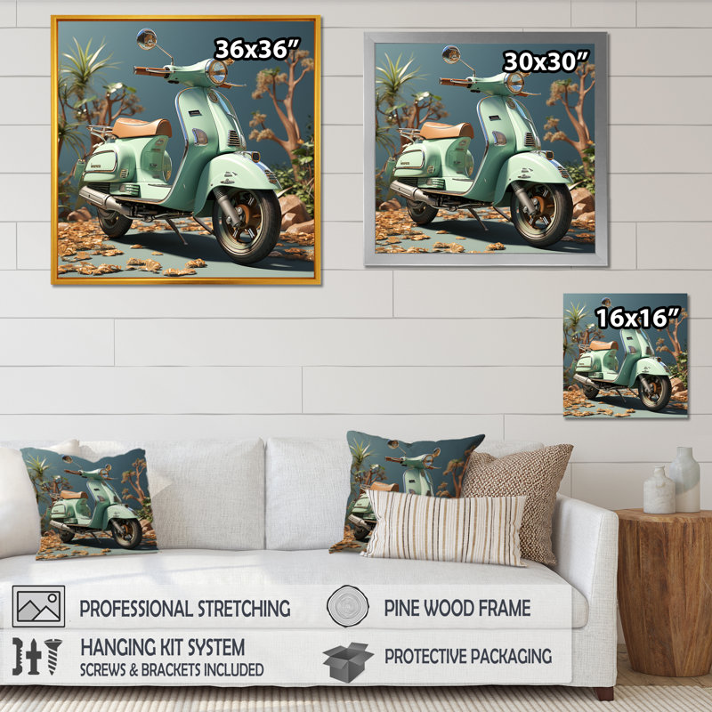 Scooter rétro rétro I, Toile tendue, H 30 po x l 30 po x P 1 po
