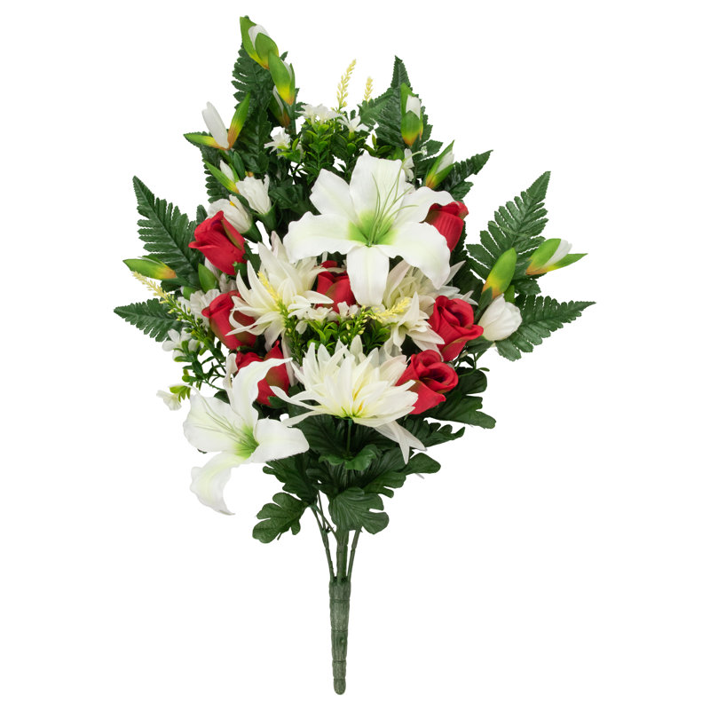 Fleurs en soie demi-bouquet de roses, Rouge