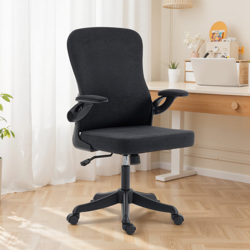 Fauteuil de bureau ergonomique, chaise de bureau avec support lombaire, noir, Noir, Noir