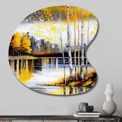 Guzel - Tree Birch Drop Shape Asymmetric Metal Wall Art