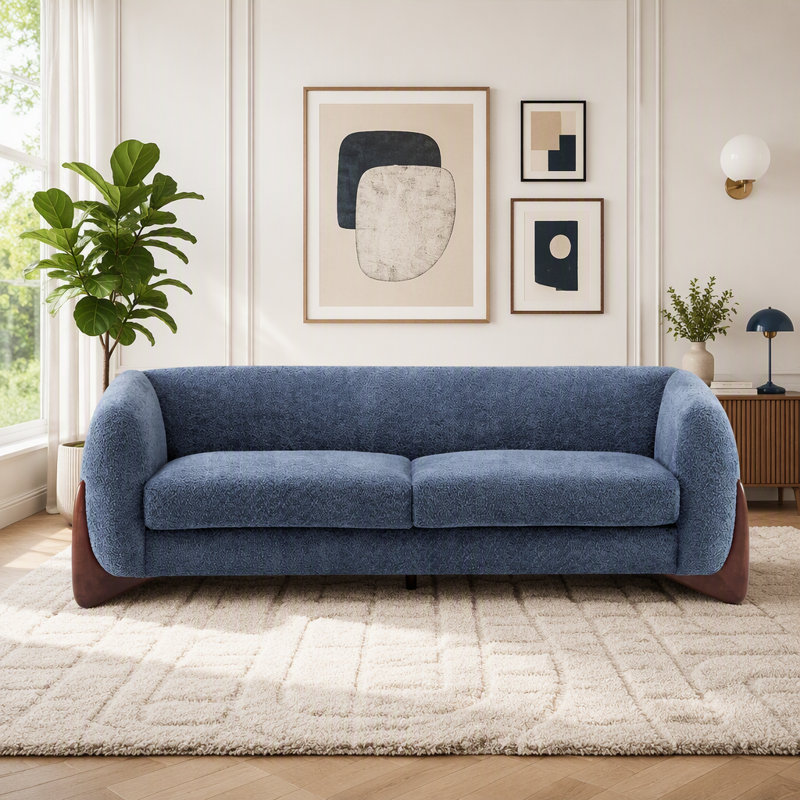 Canapé Boucle Sherpa pour le salon, Navy Blue