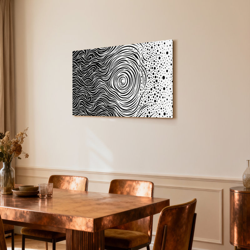 Motif de vagues abstraites en noir et blanc, impression sur toile tendue sur toile, ensemble de 1, H 12 po x l 18 po