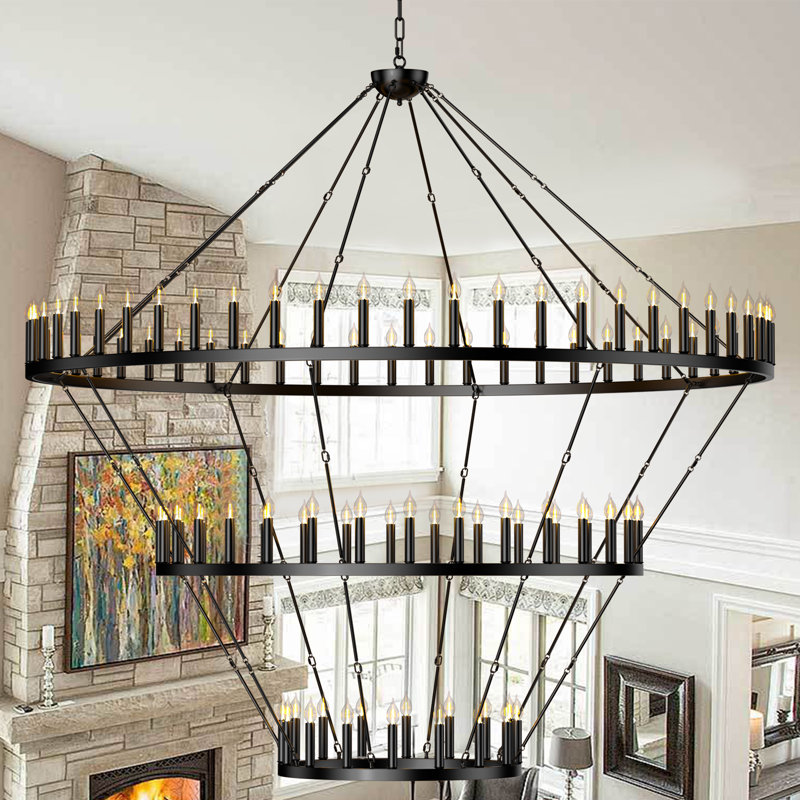 Allaynah Wagon Wheel Chandelier, 100.62" H x 78.74" W x 78.74" D