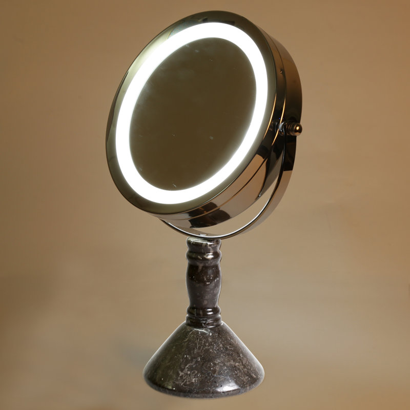 Hawley Stainless Steel Circle Mirror, Natural Charcoal