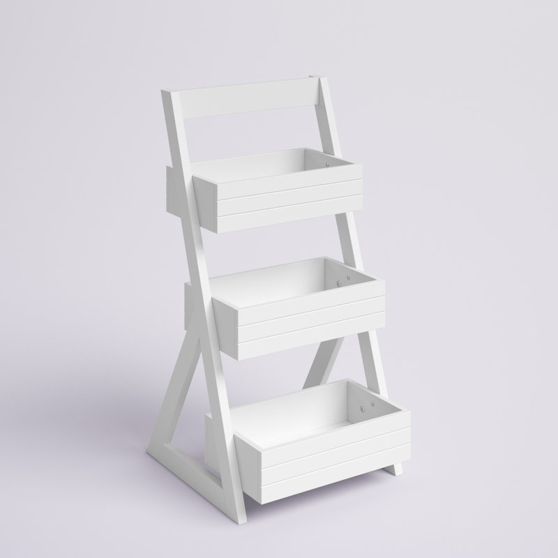 White 3-Shelf Compact Storage Caddy with Handle