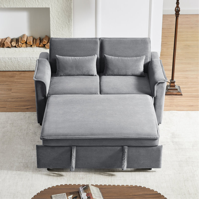 Lit convertible 2 places en velours gris