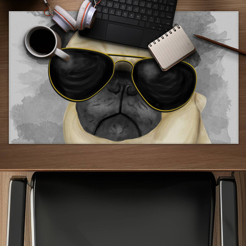 Pug with style - 14.00"x24.25" Desk mat