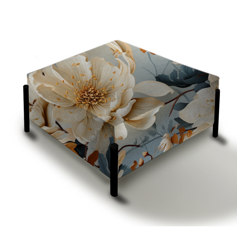 Motif floral de couleur pastel - Grand repose-pieds carré floral