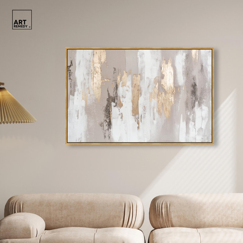 Toile «Gilded Brilliance I» par Art Remedy, Doré, H 31 po x l 46 po, Cadre flottant