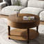 Table basse de salon, forme ronde de 31,5 po, double fonction de rangement, compartiment caché, base, glissières réglables, assemblage facile, noyer laqué