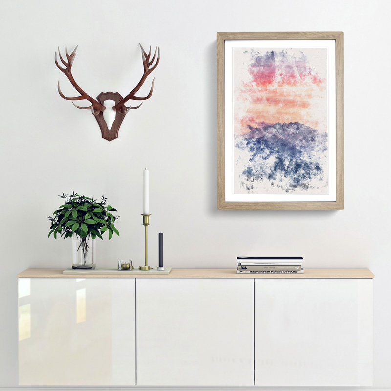 Swiss Mountain - Picture Frame Graphic Art, 87cm H x 62cm W x 2cm D, Oak Framed