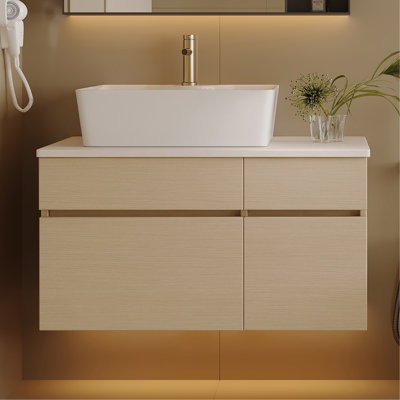 Floating Single Small Bathroom Vanity with Sink
