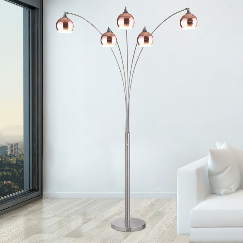 Strano 86'' Tree Floor Lamp, Rose Copper, Rose Copper & Jet Black/Gun Metal