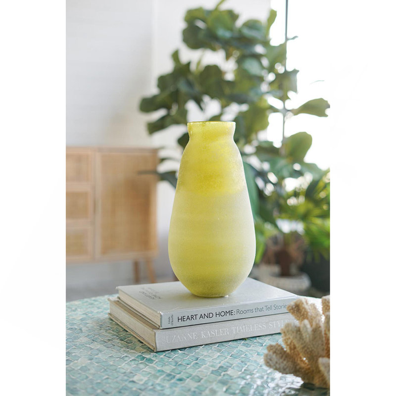 Vase en verre D6.5x12.5 ", vert