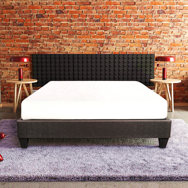 Contemporain 14 po Base de matelas plateforme, base de lit tapissier simple, gris foncé, Très grand lit