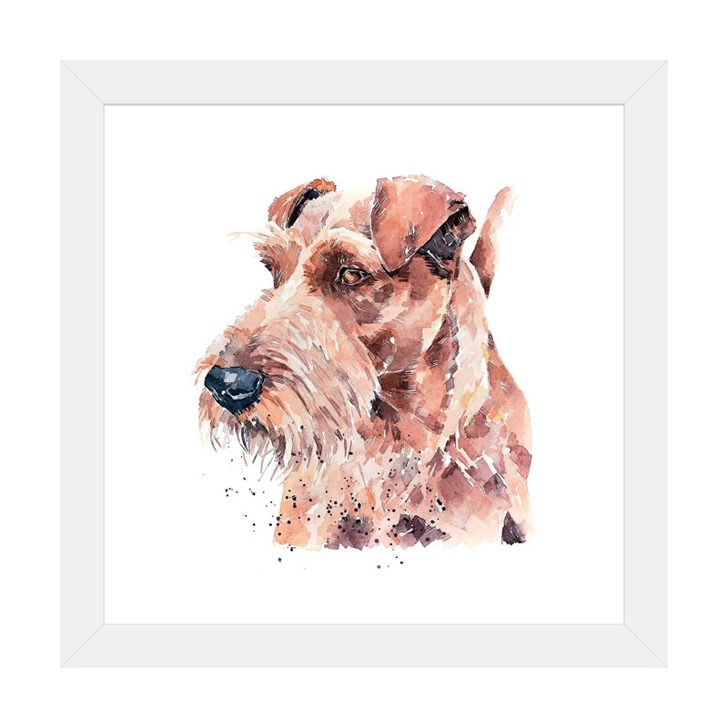 «Irish Terrier Pride» par EdsWatercolours - impression, H 24 po x l 24 po x p 1 po, Papier encadré blanc, Blanc