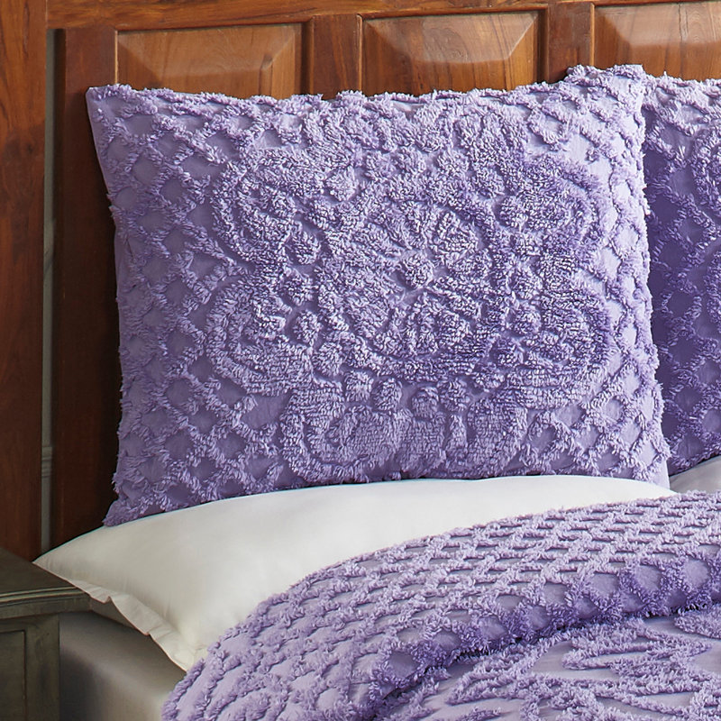 Trevor Chenille Bedspread Set Twin Size, 100% Cotton Medallion Coverlet Set with 1 Standard Shams, Traditional Textured Heirloom Bedding, Soft Breathable All-Season Comfort, OEKO-TEX Certified, Lavender