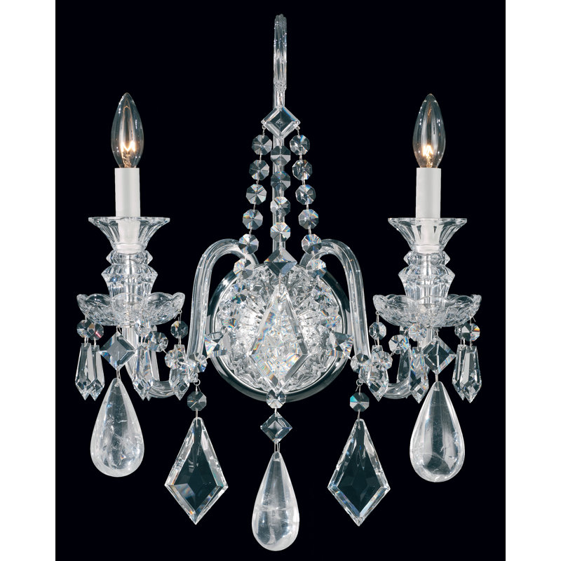 Hamilton 2 - Light Candle Wall Light, Silver / Clear Rock