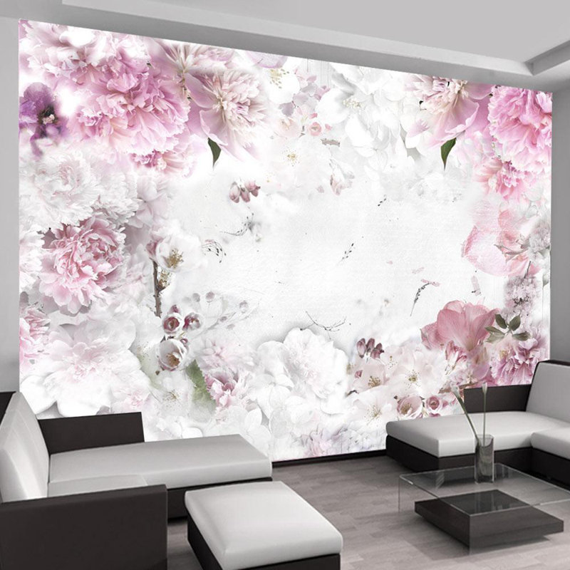 Murale lisse, Rose / blanc / gris, L 96 po x l 137 po