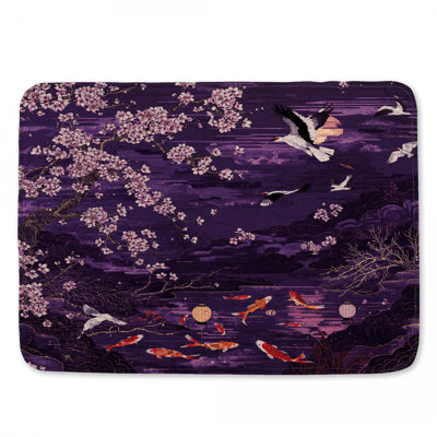 Tapis de bain Cherry Blossom Cranes Koi
